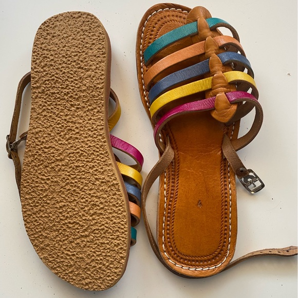 Brown Leather Sandals- multicoloured- New - Picture 2 of 3